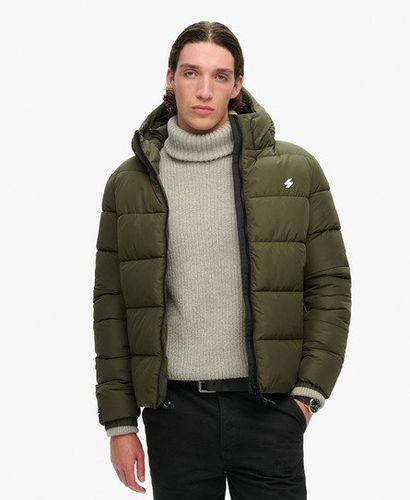 Men's Hooded Sports Puffer Jacket Green / Dark Moss Green - Size: XL - Superdry - Modalova