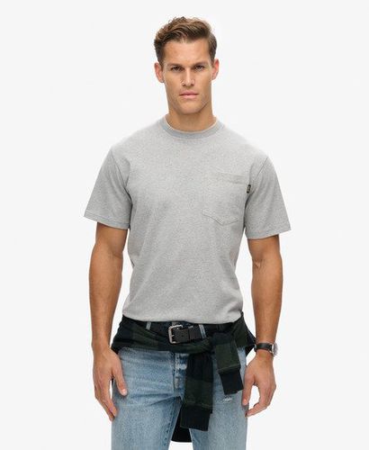 Men's Contrast Stitch Pocket T-Shirt Grey / Washed College Grey Marl - Size: L - Superdry - Modalova