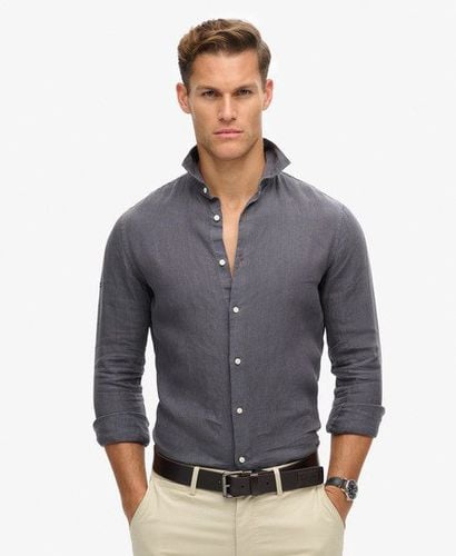 Men's Casual Linen Long Sleeve Shirt Dark Grey / Castlerock Grey - Size: Xxl - Superdry - Modalova