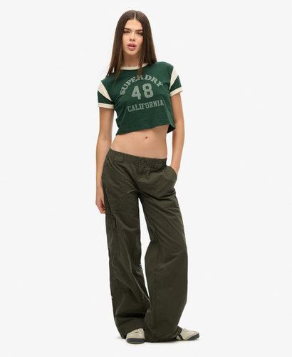 Women's Low Rise Embroidered Cargo Pants Green / Surplus Goods Olive Green - Size: 26 - Superdry - Modalova