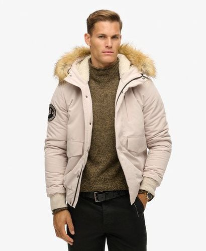 Men's Hooded Everest Puffer Bomber Jacket Beige / Chateau Gray - Size: Xxl - Superdry - Modalova