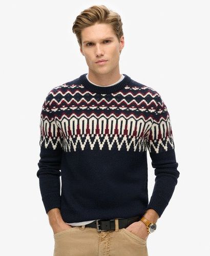 Men's Fairisle Knit Crew Jumper Blue / Navy Multi - Size: M - Superdry - Modalova