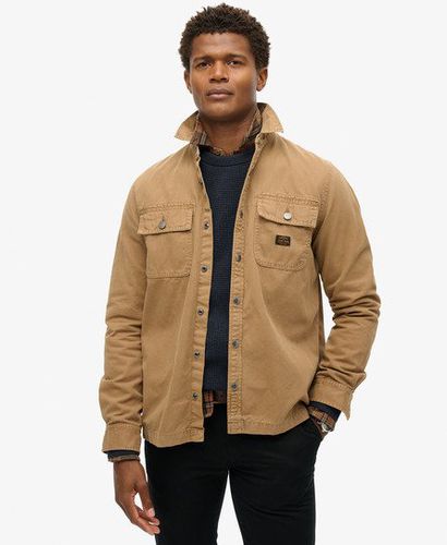 Men's Organic Cotton Canvas Workwear Overshirt Brown / Sandstone Brown - Size: L - Superdry - Modalova