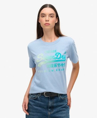 Women's Tonal Graphic Relaxed T-Shirt Blue / Rodeo Drive Blue Heather - Size: 8 - Superdry - Modalova