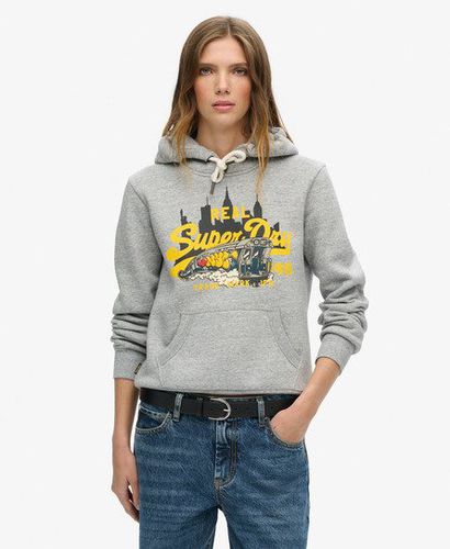 Women's New York Vintage Logo Graphic Relaxed Fit Hoodie, Grey, Size: 12 - Superdry - Modalova