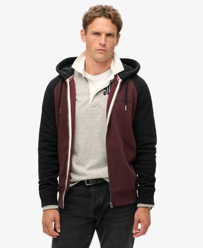 Men's Essential Baseball Zip Hoodie Black / Rich Deep Burgundy/Black - Size: M - Superdry - Modalova