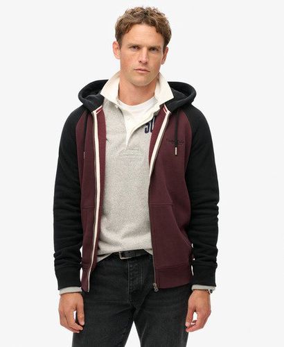 Men's Essential Baseball Zip Hoodie Black / Rich Deep Burgundy/Black - Size: S - Superdry - Modalova