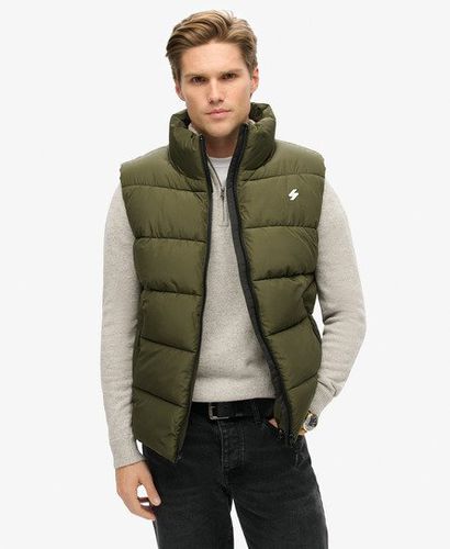 Men's Sports Puffer Gilet Khaki / Dark Moss - Size: S - Superdry - Modalova