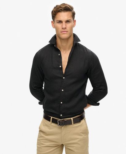 Men's Casual Linen Long Sleeve Shirt Black - Size: Xxxl - Superdry - Modalova