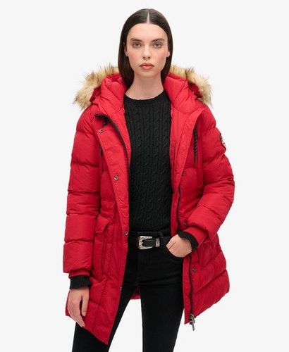 Women's Classic Everest Mid Faux Fur Puffer Jacket, Red, Size: 8 - Superdry - Modalova