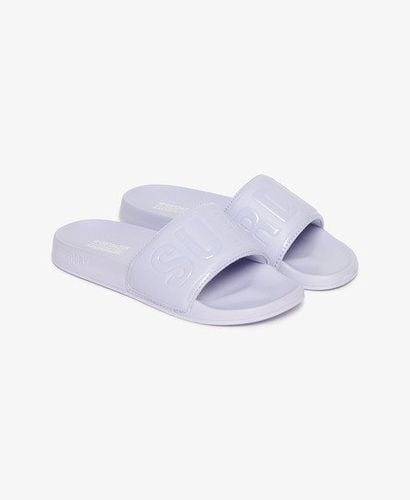 Women's Embossed Vegan Code Core Pool Sliders, Purple, Size: M - Superdry - Modalova