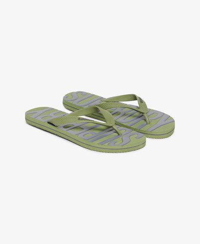 Men's Men's Classic Embossed Vegan Flip Flops, Green and Grey, Size: M - Superdry - Modalova