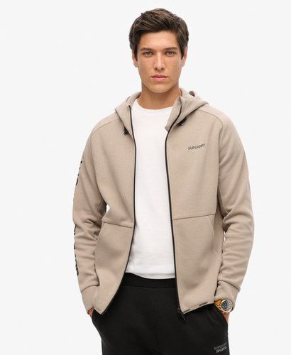 Men's Sport Tech Logo Loose Zip Hoodie Beige / Deep Beige Slub - Size: L - Superdry - Modalova