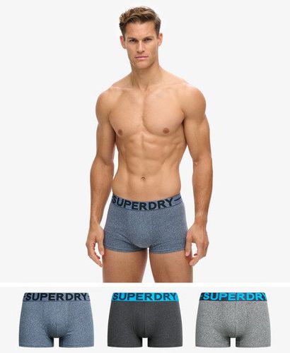 Men's Organic Cotton Trunk Triple Pack Black/Blue / Raven Black Marl/Karst Mega Grit/Fresh Blue Grit - Size: L - Superdry - Modalova