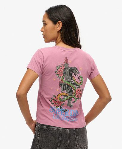 Women's Tattoo Rhinestone Fitted T-Shirt Purple / Dusky Orchid Purple - Size: 12 - Superdry - Modalova