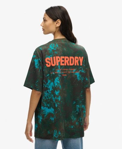 Women's Oversized Utility Camo Graphic T-Shirt, Khaki, Blue and Red, Size: XL - Superdry - Modalova