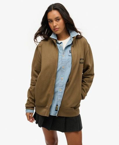 Women's Oversized Contrast Stitch Track Top Brown / Washed Teak Brown - Size: L - Superdry - Modalova