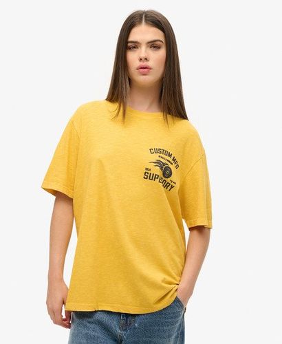 Women's Oversized Biker Graphic T-shirt Yellow / Pigment Yellow - Size: XL - Superdry - Modalova