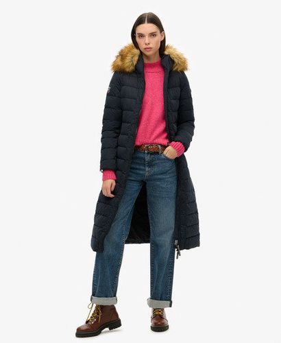 Women's Arctic Longline Puffer Coat Navy - Size: 8 - Superdry - Modalova