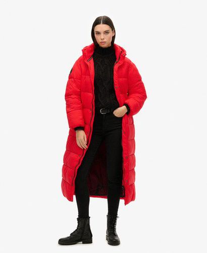 Women's Cocoon Longline Puffer Coat Red / High Risk Red - Size: 12 - Superdry - Modalova