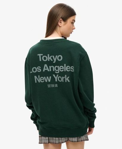 Women's Oversized Core Logo City Loose Crew Sweatshirt, Dark Green, Size: XXL - Superdry - Modalova