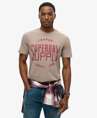 Men's Copper Label Workwear T-Shirt Beige / Deep Beige Slub - Size: L - Superdry - Modalova