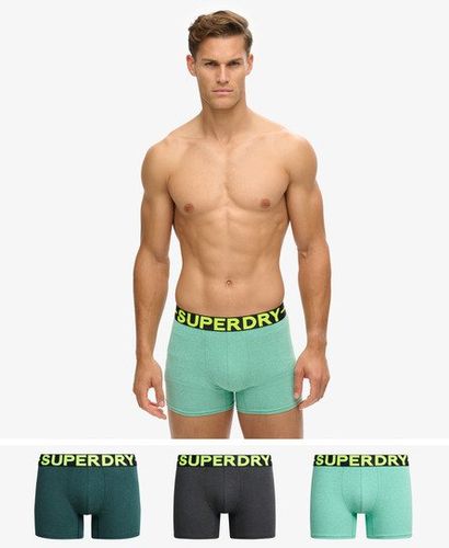 Men's Organic Cotton Boxer Triple Pack Green / Triple Green/neon - Size: L - Superdry - Modalova