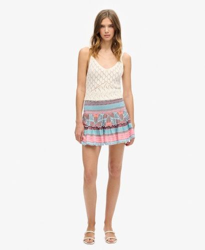 Women's Printed Shirred Mini Skirt Pink / Silk Lace Pink - Size: 10 - Superdry - Modalova