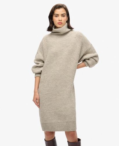 Women's Chunky Rib Knit Jumper Dress Light Grey / Light Grey Twist - Size: 12 - Superdry - Modalova