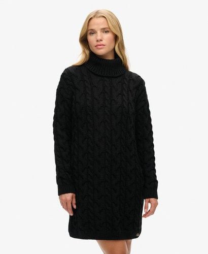 Damen Strickkleid mit Zopfmuster und Rollkragen - Größe: 42 - Superdry - Modalova