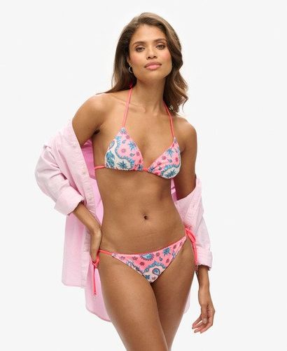 Women's Tie Side Cheeky Bikini Briefs Pink / Pink Bandana - Size: 16 - Superdry - Modalova