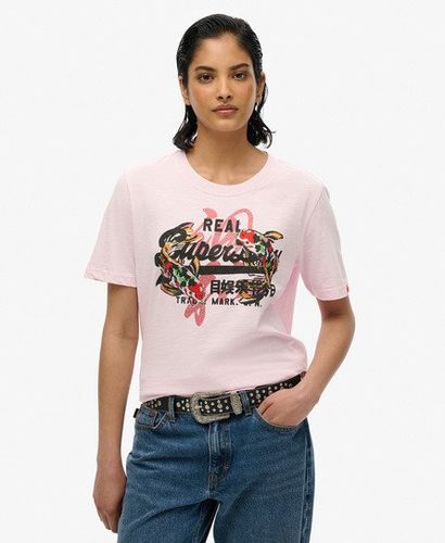 Women's Vintage Logo Tokyo Relaxed T-shirt Pink / Rose Pink Slub - Size: 10 - Superdry - Modalova
