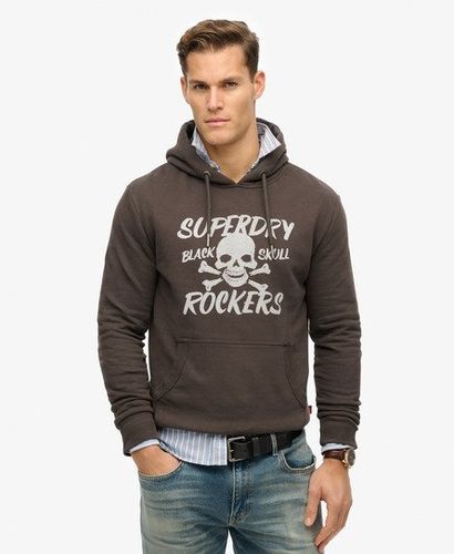 Men's Black Skull Hoodie Brown / Bison Black - Size: L - Superdry - Modalova