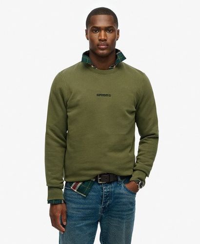 Men's Micro Logo Crew Sweatshirt Green / Olive Night Green - Size: Xxl - Superdry - Modalova