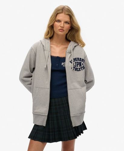 Women's Oversized Vintage Athletic Zip Hoodie Light Grey / Light Grey Marl - Size: XL - Superdry - Modalova