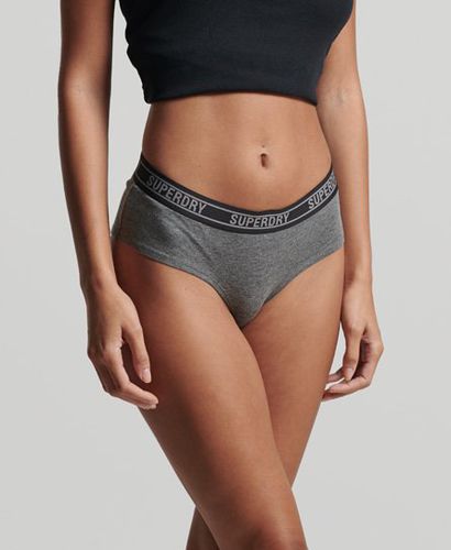 Women's Organic Cotton Hipster Briefs Dark Grey / Charcoal Marl - Size: 10 - Superdry - Modalova