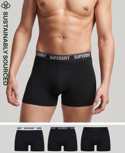 Men's Organic Cotton Boxer Multi Triple Pack Black / Black Mix - Size: S - Superdry - Modalova