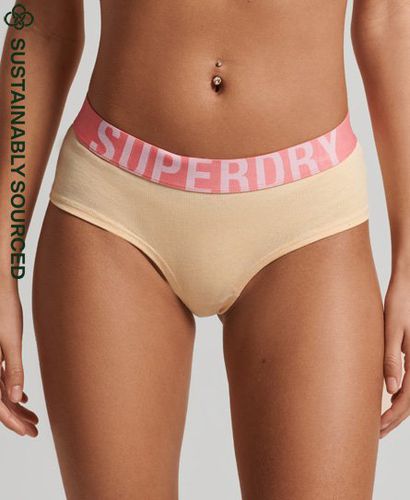 Women's Organic Cotton Large Logo Hipster Briefs / Pale Marl - Size: 10 - Superdry - Modalova
