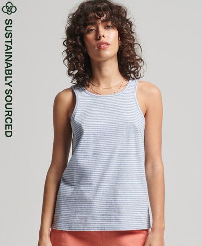 Women's Organic Cotton Vintage Logo Stripe Vest / LA Blue Marl/Rodeo White - Size: 12 - Superdry - Modalova