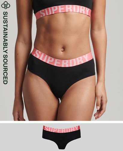 Women's Organic Cotton Large Logo Hipster Briefs / /fluro Coral - Size: 12 - Superdry - Modalova