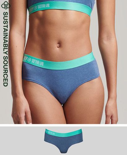 Women's Organic Cotton Offset Logo Hipster Briefs Blue / Ocean Blue Marl - Size: 6 - Superdry - Modalova