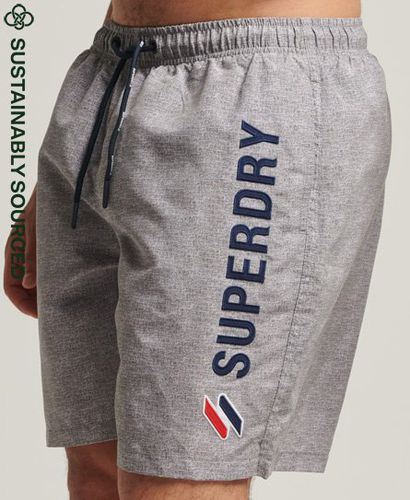 Men's Applique 19 Inch Recycled Swim Shorts / Silver Grey Grit - Size: S - Superdry - Modalova