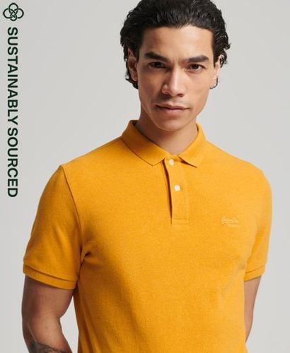 Men's Organic Cotton Essential Classic Pique Polo Shirt Yellow / Turmeric Marl - Size: S - Superdry - Modalova