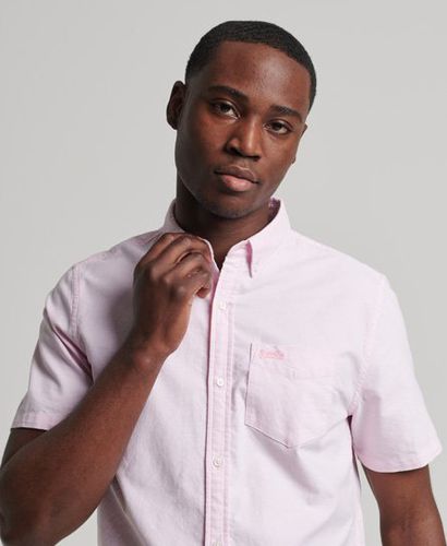 Men's Organic Cotton Vintage Oxford Short Sleeve Shirt Pink / City Pink - Size: S - Superdry - Modalova