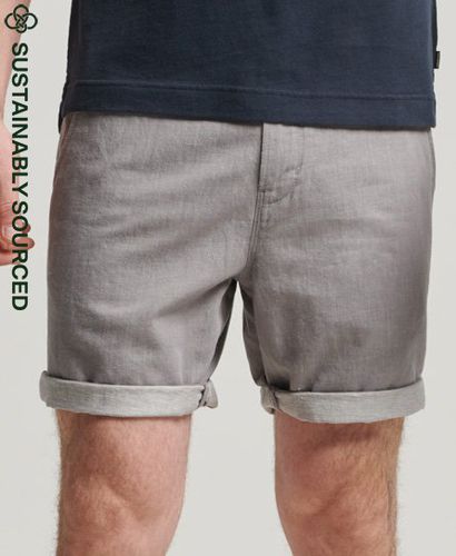 Men's Organic Cotton Studios Linen Turn Up Shorts / Steel Grey - Size: 30 - Superdry - Modalova
