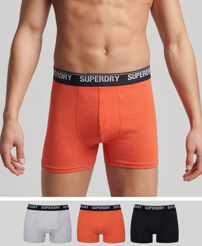 Men's Organic Cotton Boxers Triple Pack / Black/Orange/Grey - Size: XL - Superdry - Modalova