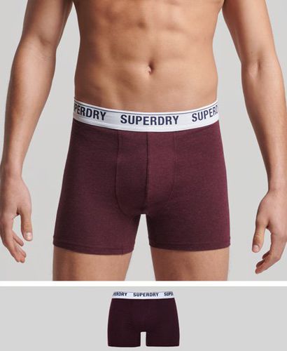 Men's Organic Cotton Boxers Single Pack Red / Rich Deep Burgundy Marl - Size: S - Superdry - Modalova