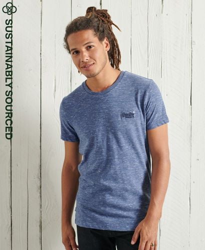 Men's Organic Cotton Vintage Embroidery T-Shirt Dark Blue / Tidal Blue Spacedye - Size: XS - Superdry - Modalova
