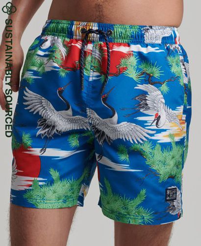 Men's Vintage Hawaiian Recycled Swim Shorts Blue / Tropical Crane Aop - Size: S - Superdry - Modalova