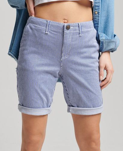 Women's City Chino Shorts Navy / Navy Stripe - Size: 8 - Superdry - Modalova